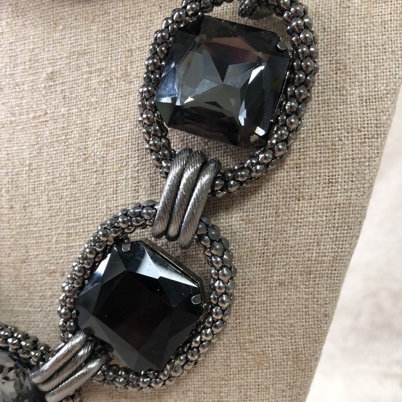 Black/Silver Statement Necklace and Earrings - Picture 2 of 6